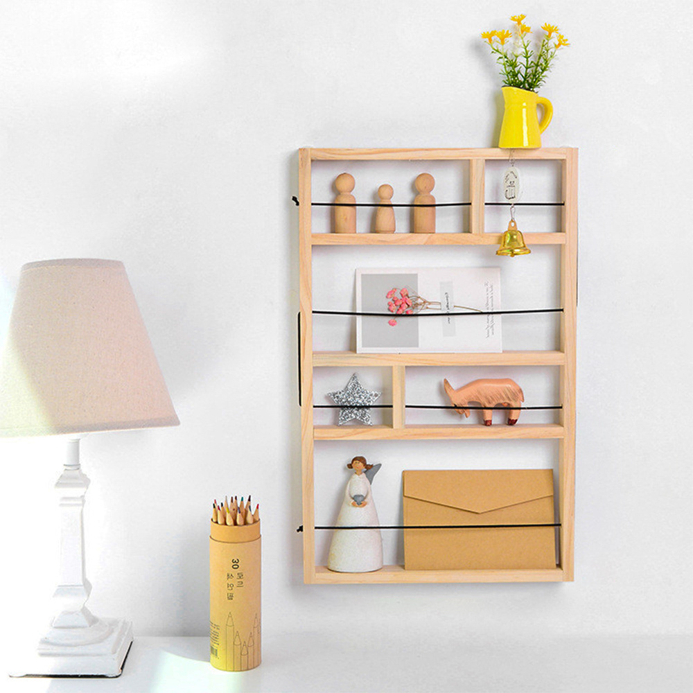 Rectangular Mounted Wood Storage Furniture Toys Living Room Decoration Wall Crafts Display Shelves