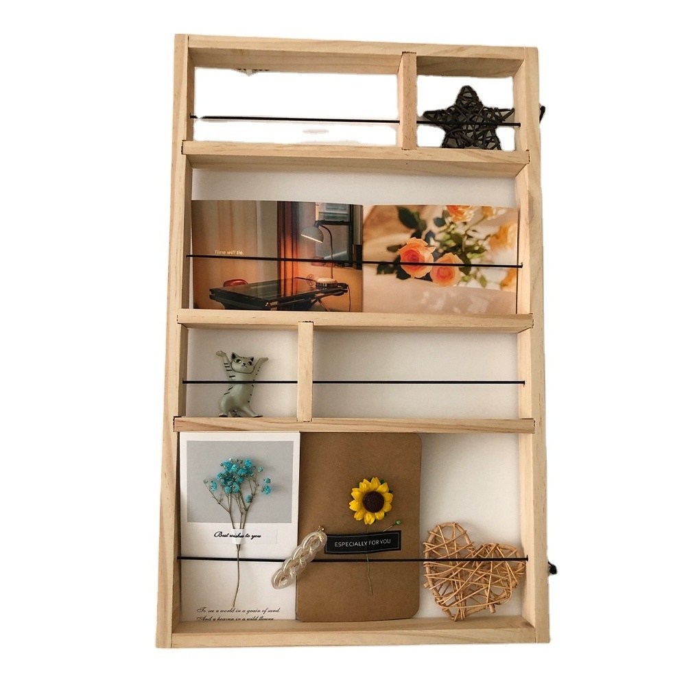 Rectangular Mounted Wood Storage Furniture Toys Living Room Decoration Wall Crafts Display Shelves