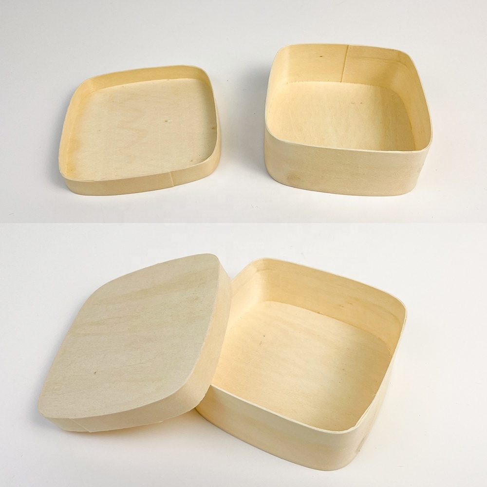 Lightweight Soft Veneer Wood Cheese Box Round Balsa Wood Food Storage Container Box Gift Box