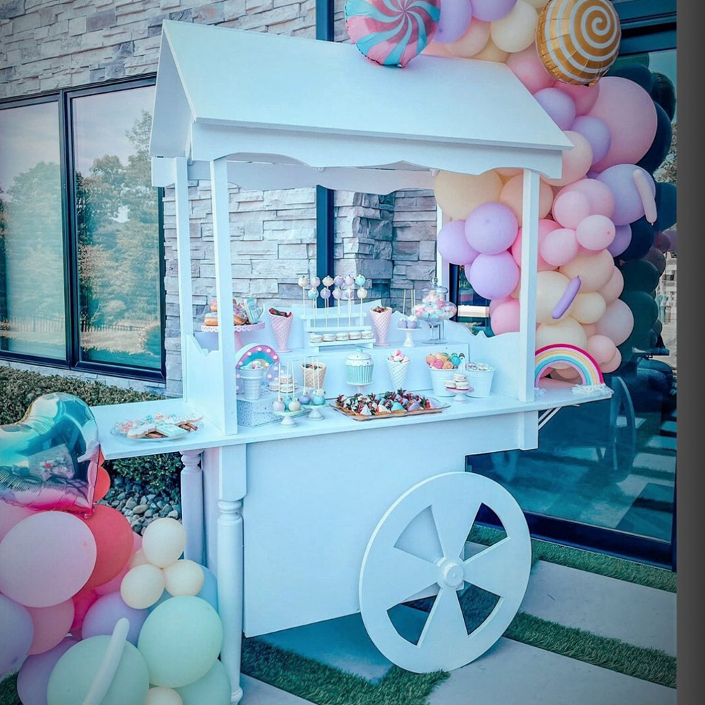 Hot Sale Customized Flower Candy Carts With Wheels For Wedding Children Christmas Dessert Party Decoration