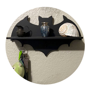 Black Witchy Room Goth Decor Spooky Floating Wall Hanging Wooden Crystal Bat Shelf Coffin Shelf