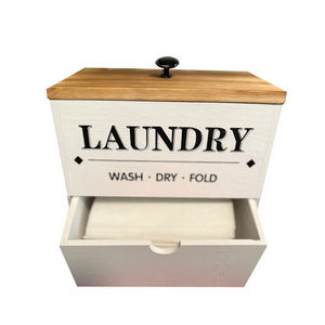 Dryer Sheet Holder with Drawer and Lid, Wood Dryer Sheet Dispenser and Laundry Pods Container Pod Holder Wall Mount