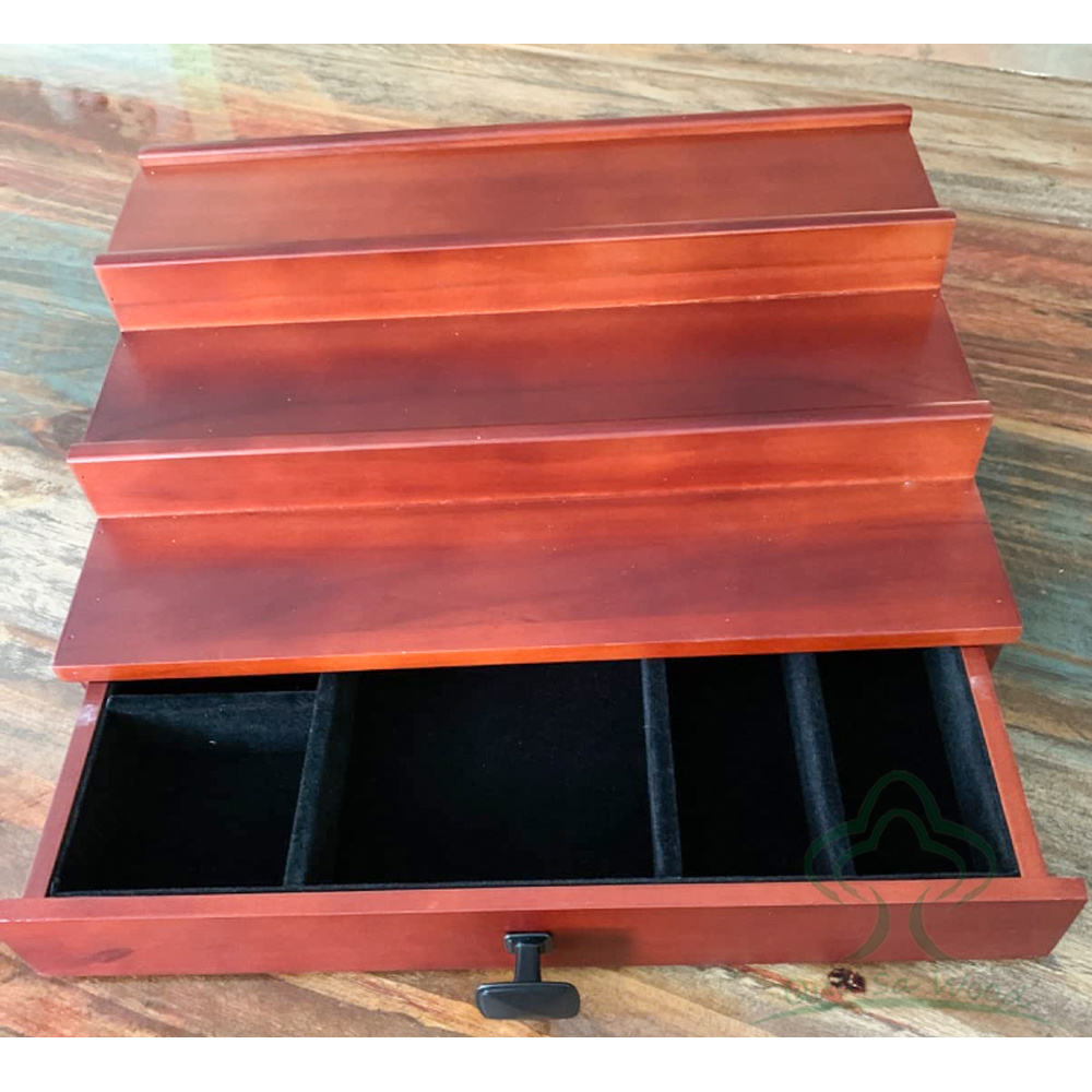 3 Tier Wood Perfume Organizer with Drawer and Hidden Compartment, Perfume Display Holder Cologne Organizer for Men