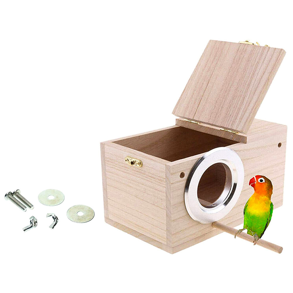 Durable Parakeet Nest Box Bird House Budgie Wood Breeding Box for Lovebirds Parrotlets Mating Box