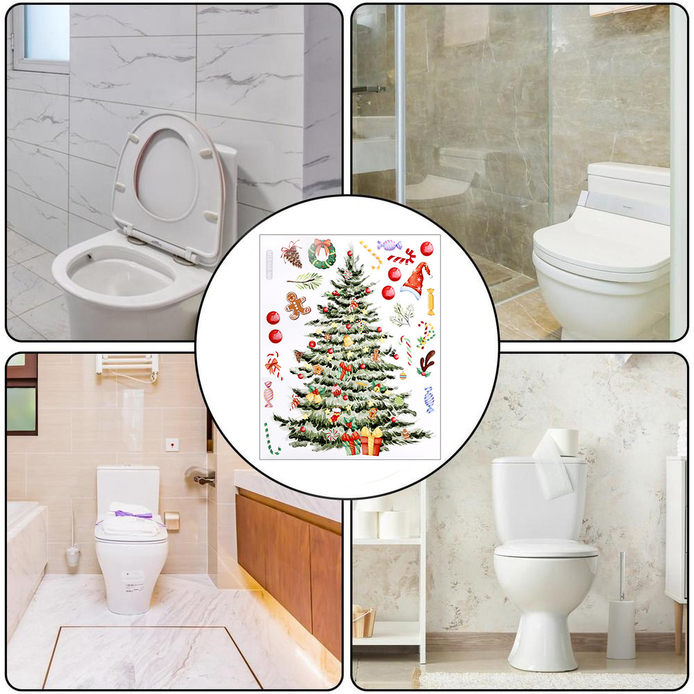 New Product Custom Christmas Toilet Sticker Wall Stickers Cartoon Printed Bathroom Toilet Stickers Home Bath Decoration Decals