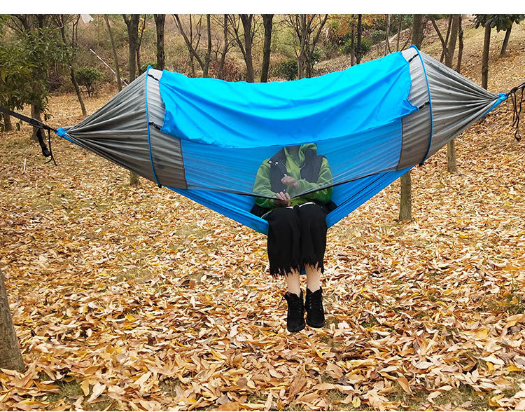 Automatic Multi-Function Pole Hammock Swing Awning Quick-Opening 140*70 Nylon Tents Outdoor Adult Camping Mosquito Net Fabric