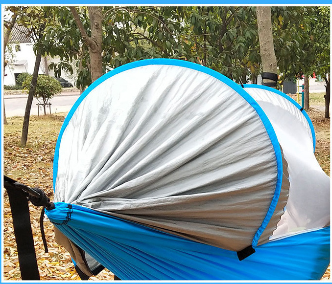 Automatic Multi-Function Pole Hammock Swing Awning Quick-Opening 140*70 Nylon Tents Outdoor Adult Camping Mosquito Net Fabric