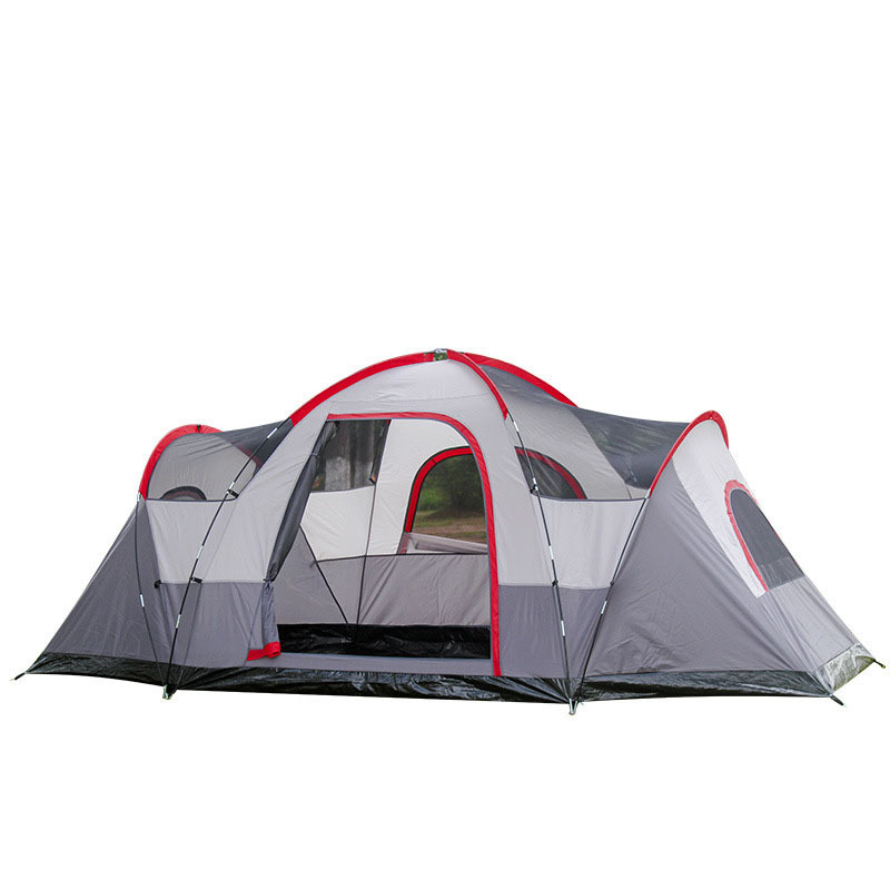 Outdoor family camping tent with 5-6 people, two bedrooms and one living room