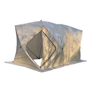 Outdoor Folding Tent Waterproof Thickened Cotton Canvas Bell Tent Accessories Warm Wind Resistant Ice Fishing Shelter Tent