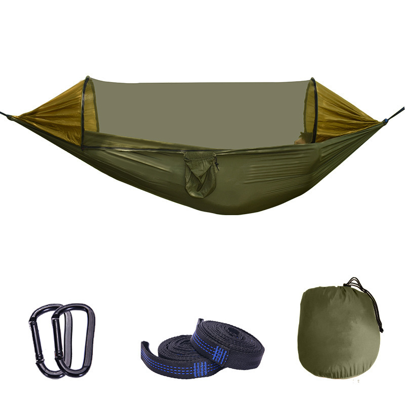 Fully automatic quick-opening pole mosquito net hammock removable outdoor anti-rollover camping hammock