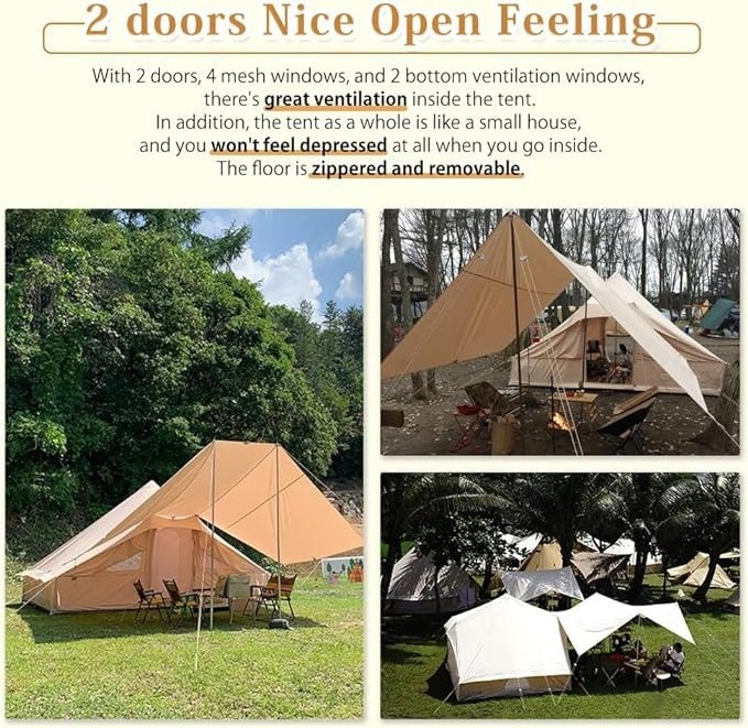 Customized Wholesale Inflatable Air Family Cabin Canvas Outdoor Glamping Camping Tent with Pump for Outdoor Enthusiasts