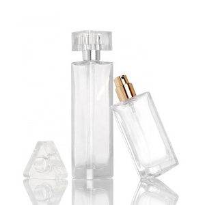 Free sample transparent triangle glass perfume bottles 30ml50ml empty luxury perfume cosmetics packaging glass spray bottle