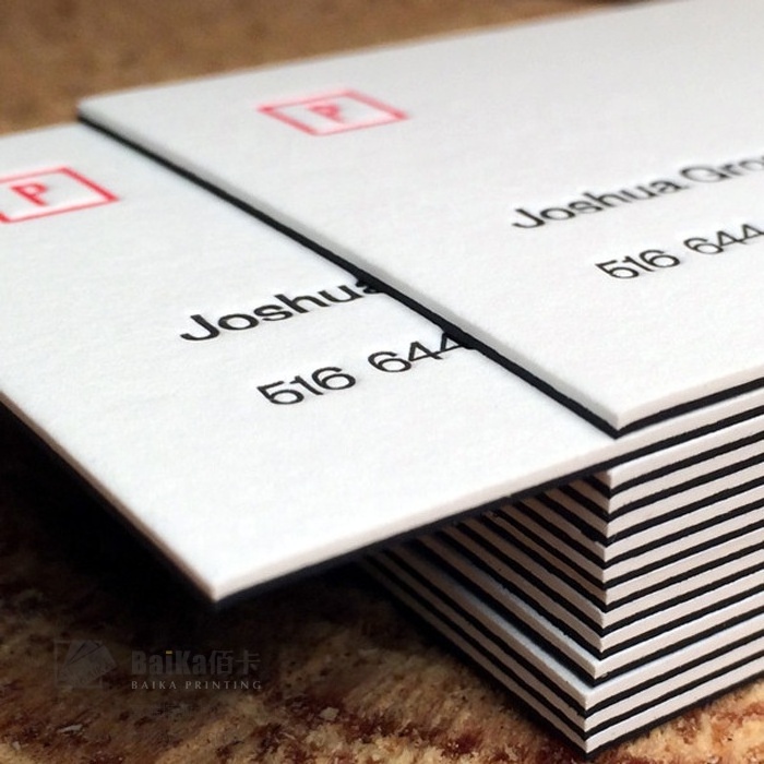 Colored edge cotton paper private custom logo letterpress gravure printing business card luxury metallic foil thank you cards