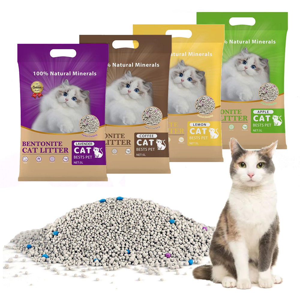 High Quality Ball Shape Bentonite Clay Premium Cat Litter 0.5-1.5mm Fasting Clumping Cat Sand 5kg Per Bag