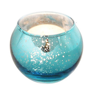 Wholesale Christmas Custom Candle Holders Lanterns Candle Jars blue luxury Colored double wall glass candle jar