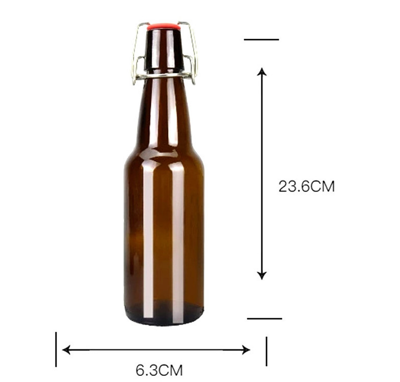 Custom high quality amber Transparent glass beer bottle with swing top