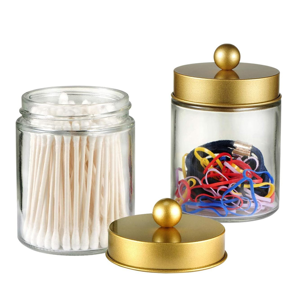 Wholesale Transparent Cotton Swab Ball Holder Clear Convenient Glass Cotton Pad Holder