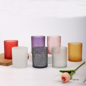 Wholesale Colorful Frosted Glass Candle Jars With Bamboo Lid For Home Direction And Gift