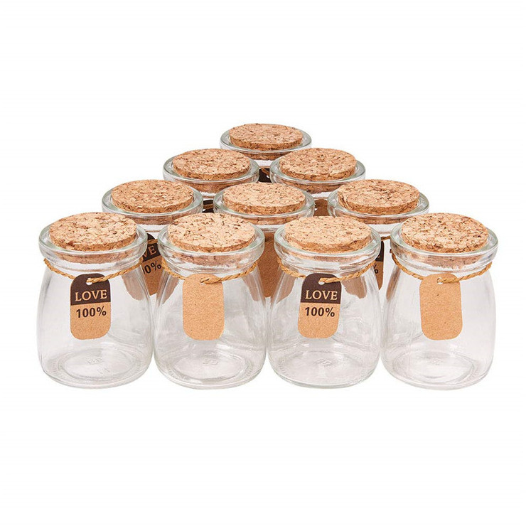 Mini Empty 200ml Yogurt Mason Jars 7 oz Glass Favor Pudding Jars with Cork Lids For Wedding Favors Honey Pot