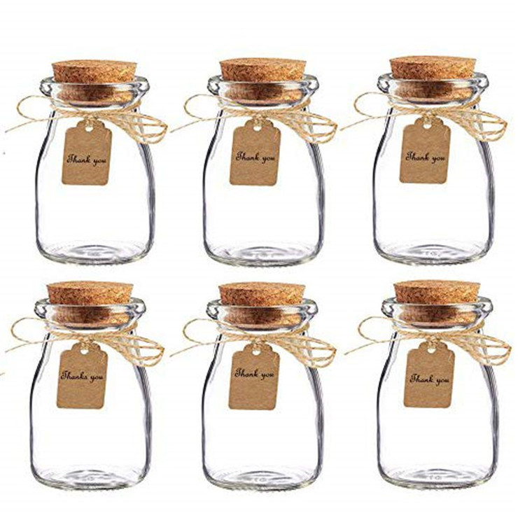 Mini Empty 200ml Yogurt Mason Jars 7 oz Glass Favor Pudding Jars with Cork Lids For Wedding Favors Honey Pot