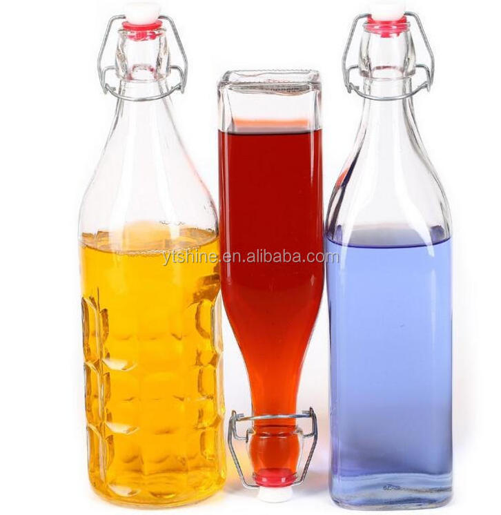 Wholesale With Stopper Beverage Glass Bottle Swing Top Empty Glass Beer Bottle