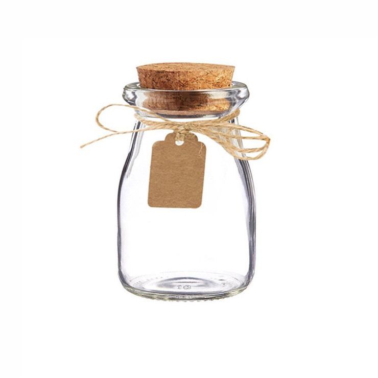 Mini Empty 200ml Yogurt Mason Jars 7 oz Glass Favor Pudding Jars with Cork Lids For Wedding Favors Honey Pot