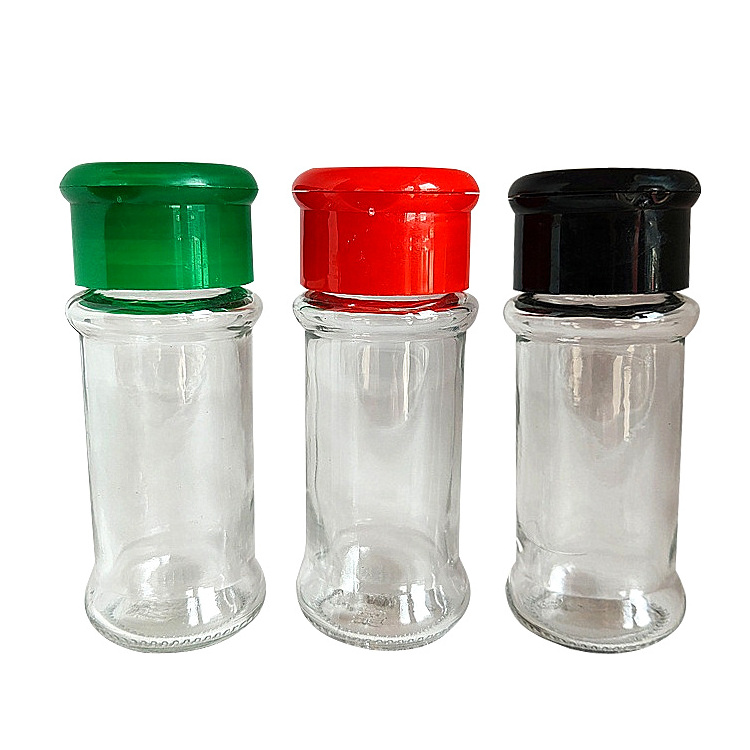 Customized Logo 80ml Spice And Pepper Shaker Round Storage Container Condiment Glass Jar