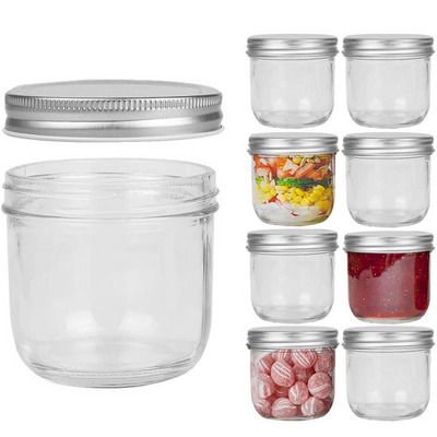 clear round custom labels sizes empty 10oz 300ml frutta del prato jam jar box and lid