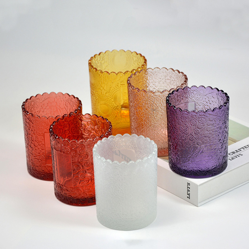 Wholesale Colorful Frosted Glass Candle Jars With Bamboo Lid For Home Direction And Gift