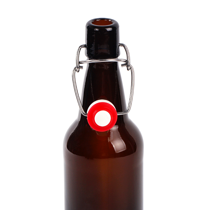 Custom high quality amber Transparent glass beer bottle with swing top