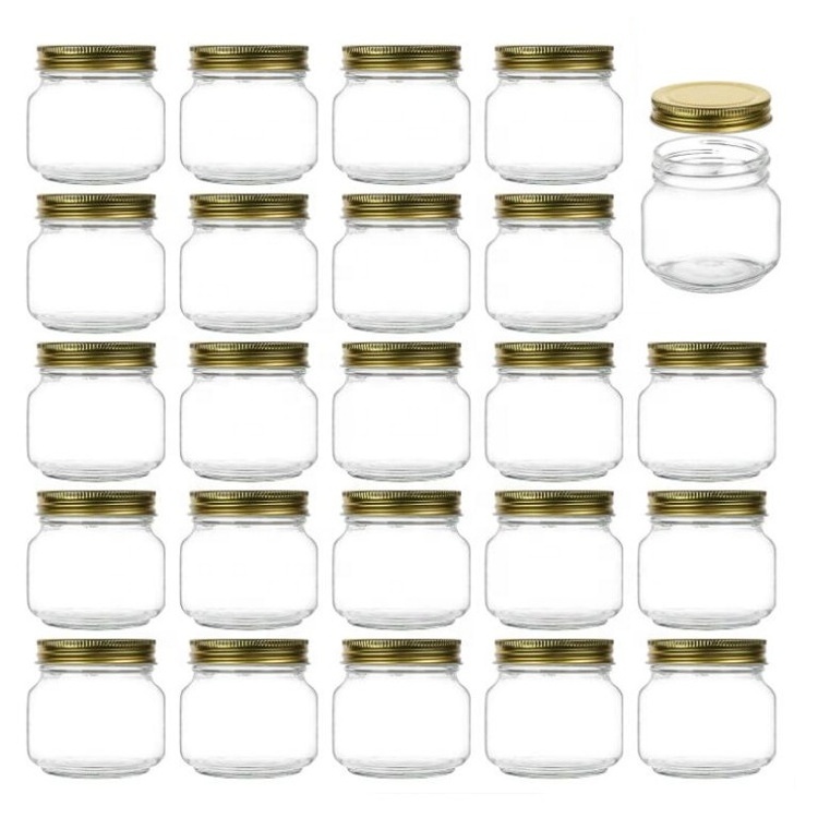 High Quality Wide Mouth 8oz Storage Canning Glass Mason Jars  For Caviar Herb Jelly Jams Honey Packaging