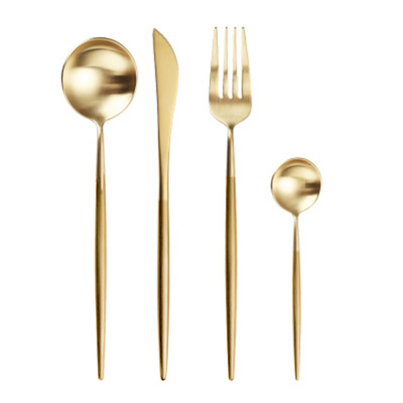 Wedding Party Dinnerware Set Stainless Steel Gold Matte Plated Flatware Set Fork Knife Spoon Hotel Restaurant Cutlery Set