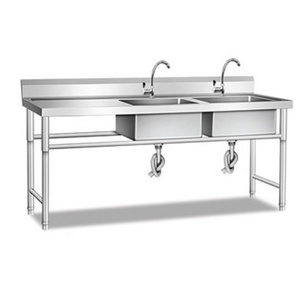 Commercial hotel kitchen pool equipment Stainless Steel Kitchen double bowl Sink With faucet for restaurant