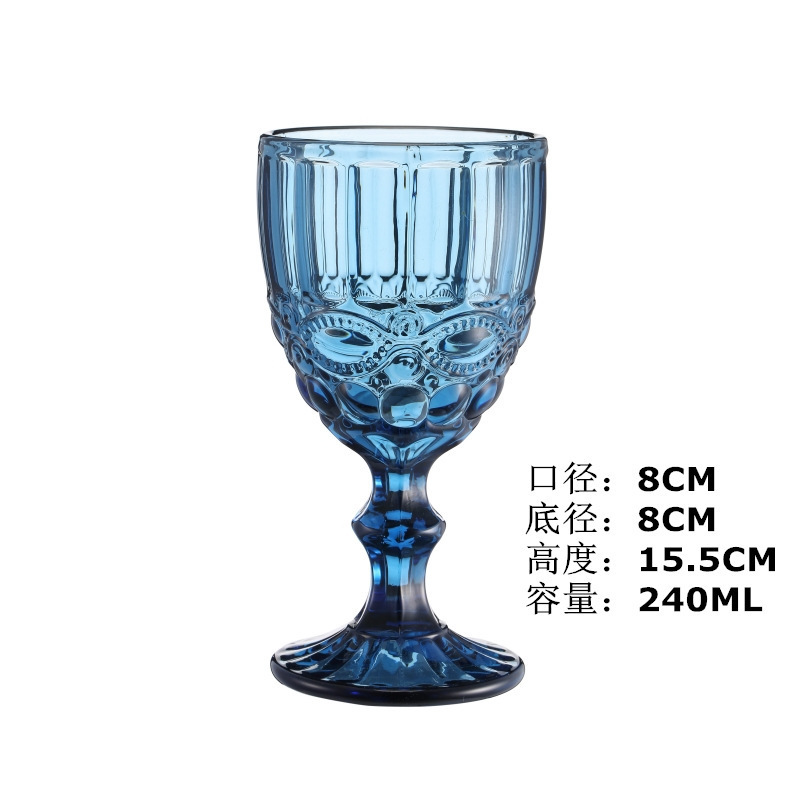 Wholesale Glassware Colored Goblet Wine Glasses Water Glass Pressed Colored Glass Goblets