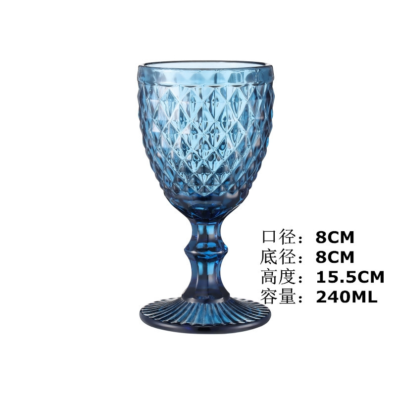 Wholesale Glassware Colored Goblet Wine Glasses Water Glass Pressed Colored Glass Goblets