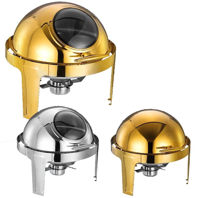 Commercial  Food Warmer Stainless Steel Top Round  Chafing Dish Buffet Set chaffing dishes buffet catering stainless steel