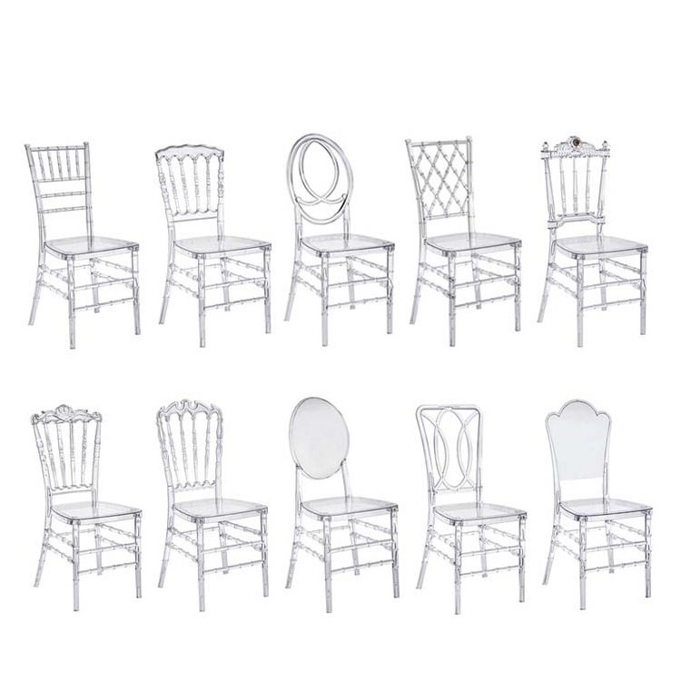 Plastic clear banquet acrylic transparent chiavari wedding chairs