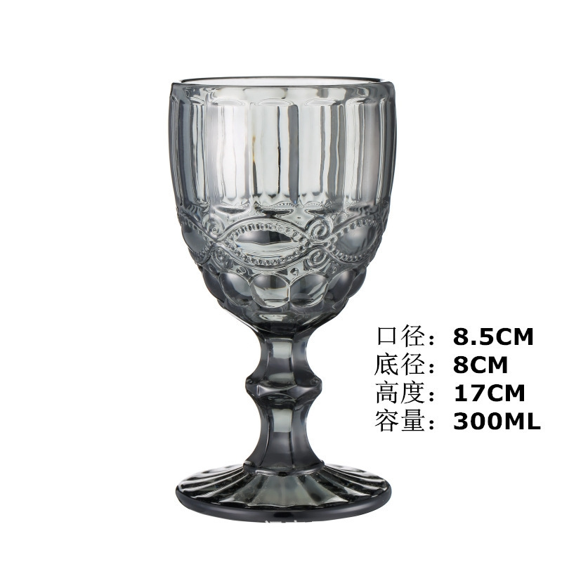 Wholesale Glassware Colored Goblet Wine Glasses Water Glass Pressed Colored Glass Goblets