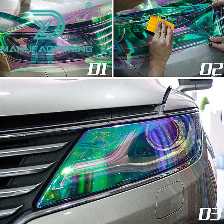 0.3x10m fashion colored headlight chameleon Car Bulb Vinyl Car Light Tint Films