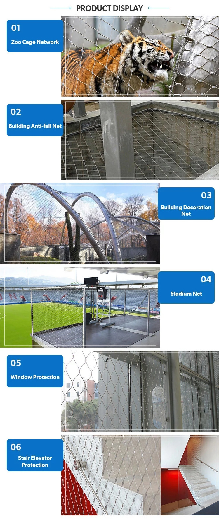 Free Shipping Excellent Flexibility Stainless Steel Zoo Bird Aviary Netting Wire Rope Knitted Mesh Panel For Handrail