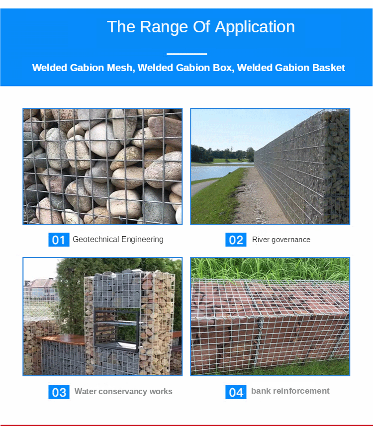 China Standard Sizes Mesh Basket Stone Cage Prices Stainless Steel Welded Gabion Box Retaining Wall