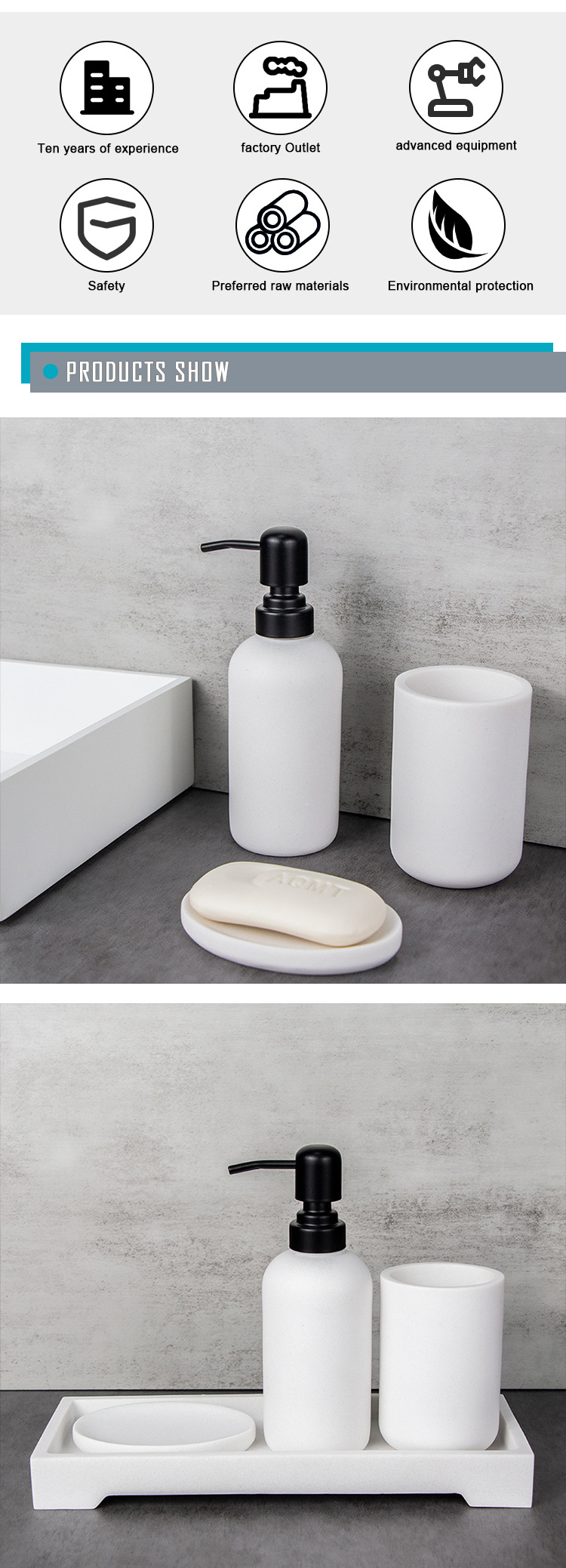 Wholesale custom white black full modern designer luxury hotel polyresin resin marble toilet bathroom set accessories products