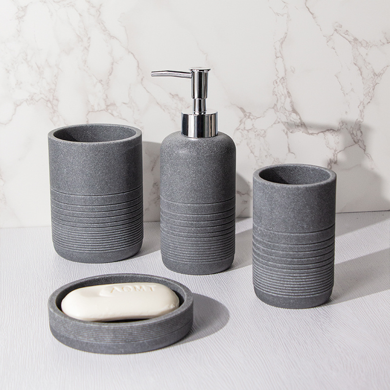 Grey Stone Resin Bathroom Set Mosaic Bathroom Accessories Sets for Toilet