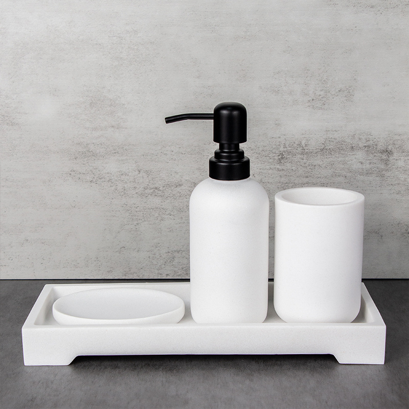 Wholesale custom white black full modern designer luxury hotel polyresin resin marble toilet bathroom set accessories products