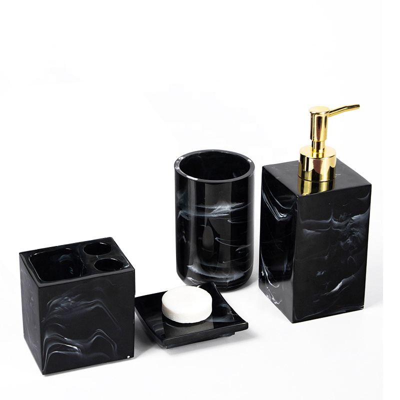 Bathroom Products Marble Look Household Luxury Hotel Resin Bathroom Accessories Set