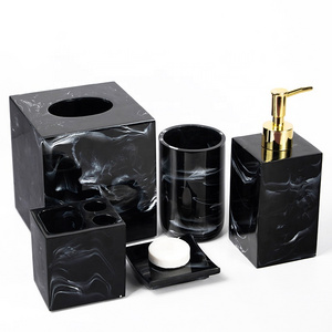 Bathroom Products Marble Look Household Luxury Hotel Resin Bathroom Accessories Set