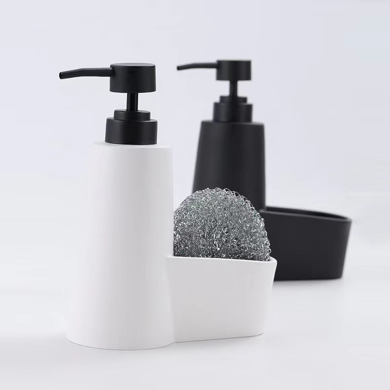 Wholesale 2 in 1 resin sandstone soap dispenser with sponge holder and brush holder