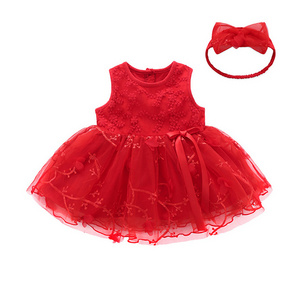 Princess Newborn Baby Girl Dress with  Bowknot Hairband Infant Toddler Party Dress 0-12 Months Kids Baby Clothes Set Clothing