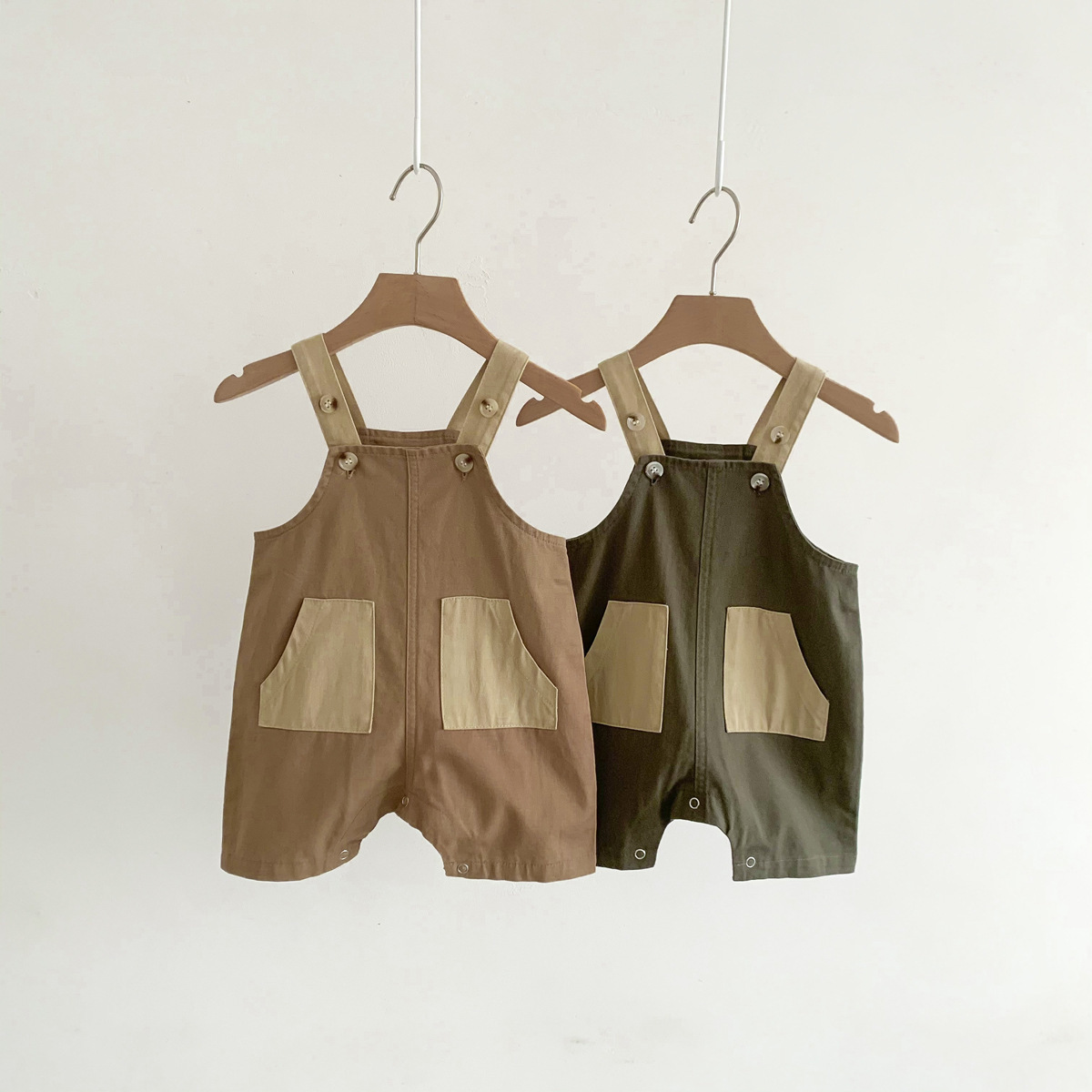 Summer baby overalls clothes baby shorts pocket Korean version of baby casual overalls