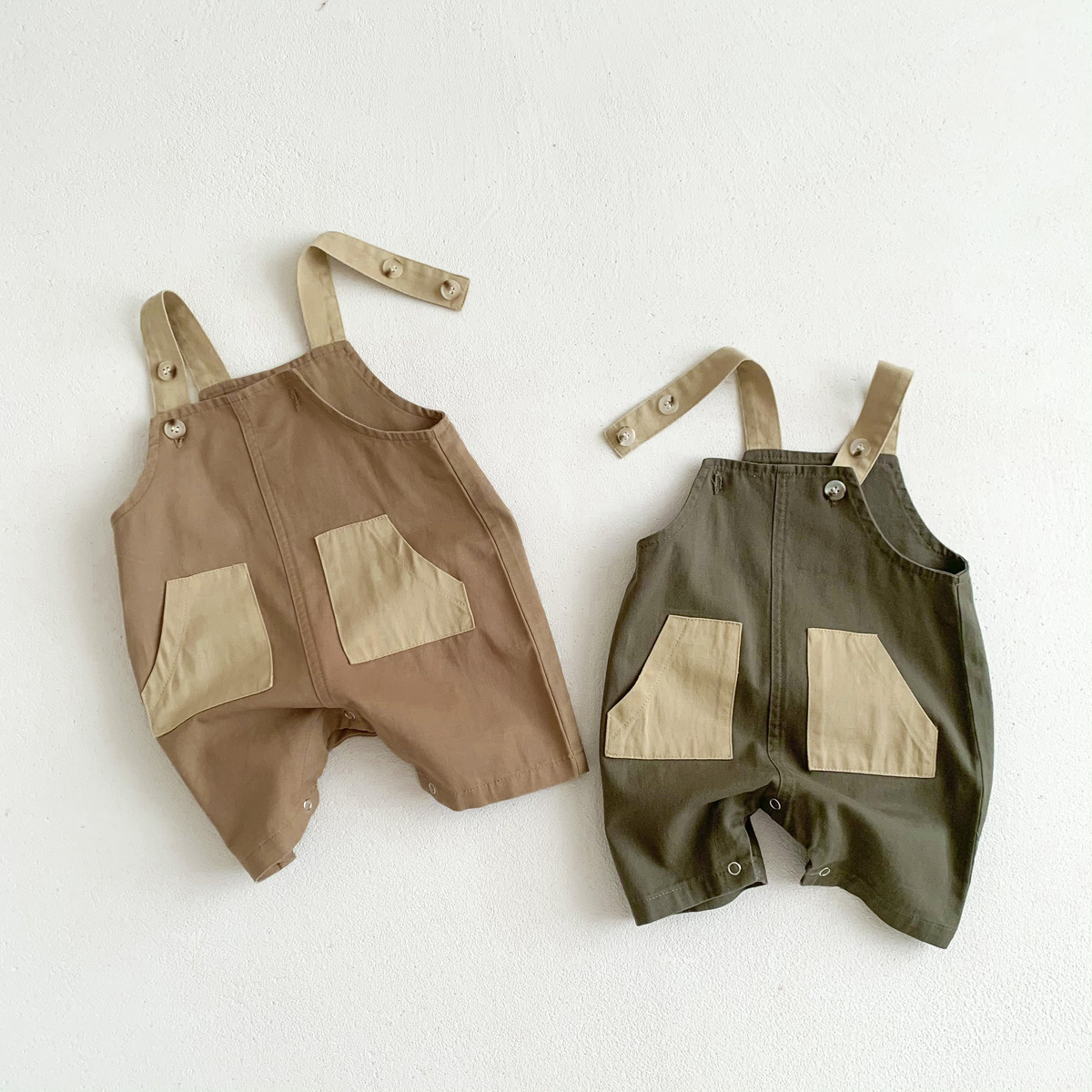 Summer baby overalls clothes baby shorts pocket Korean version of baby casual overalls